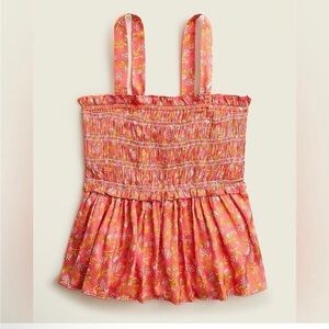 J.Crew Coral Floral Smocked Tank Top - S